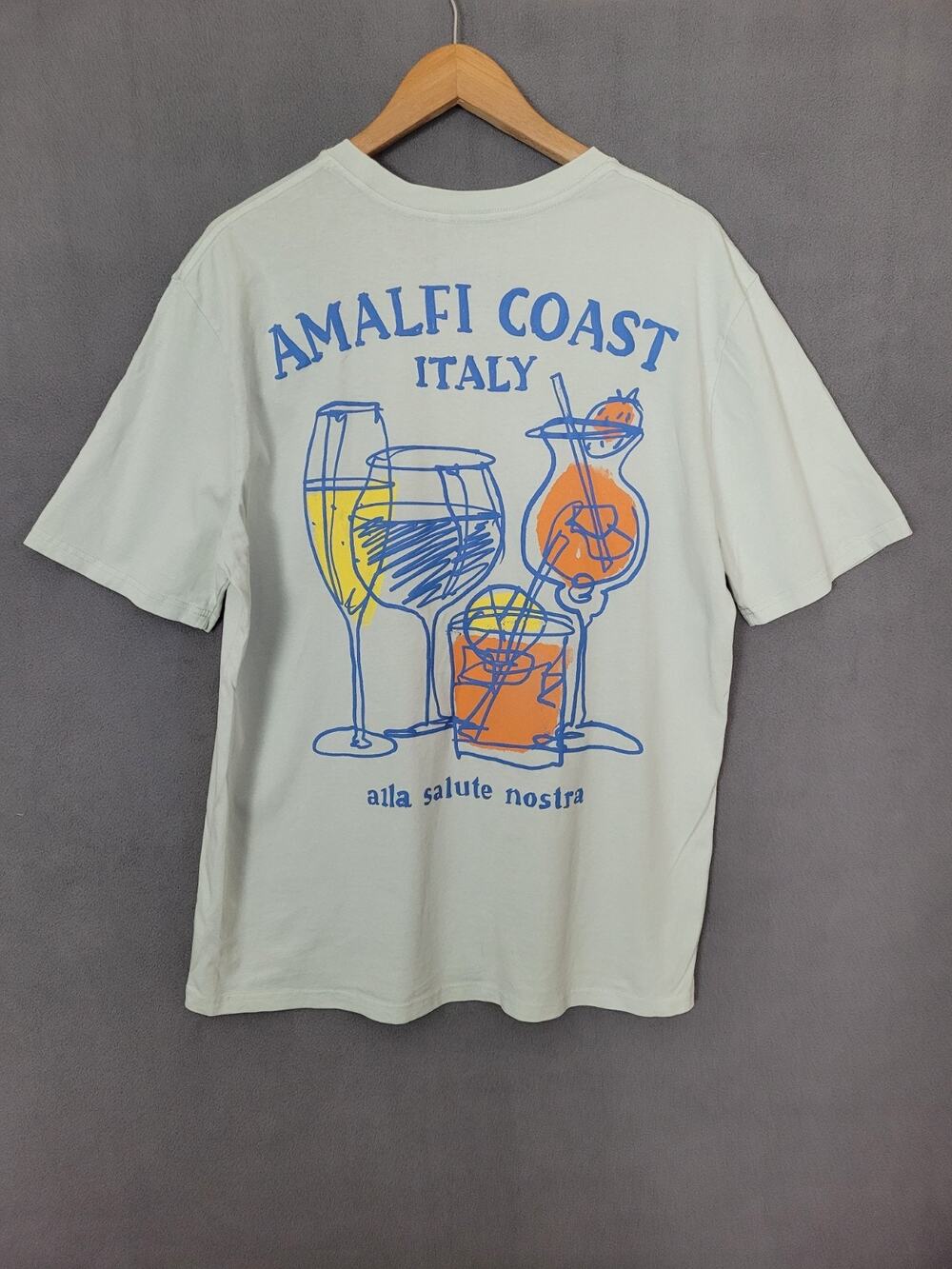 Goodie Two Sleeves Mens Amalfi Coast Travel Cocktail T-shirt 100% Cotton Large